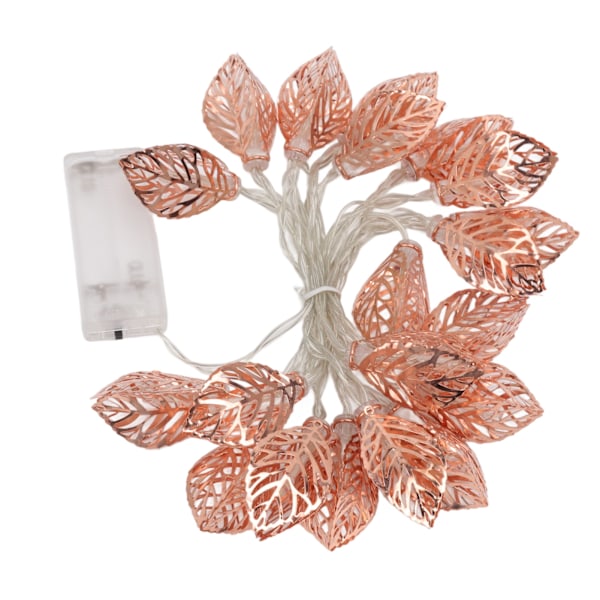 Rose Gold String Lights 20 LED-lampor Vattentät batteridriven urholkade lövlampor String Party Dörr inomhus