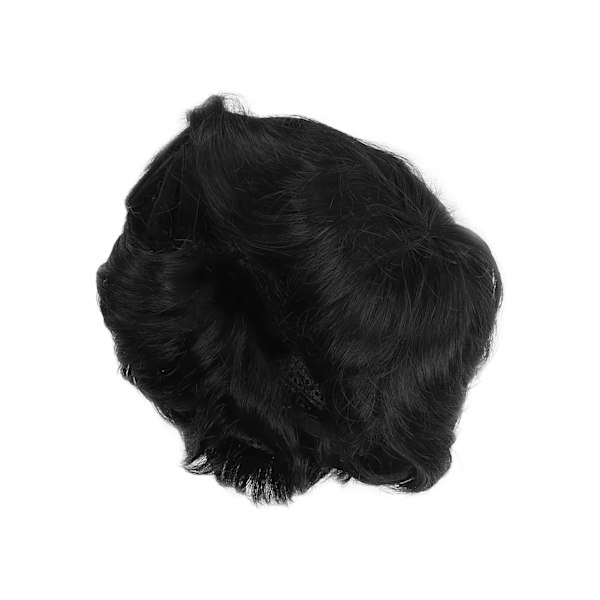 Kort peruk för män Naturlig fluffig konsistens Bra andningsförmåga Bekväm Moderiktig Peruk för äkta svart hår