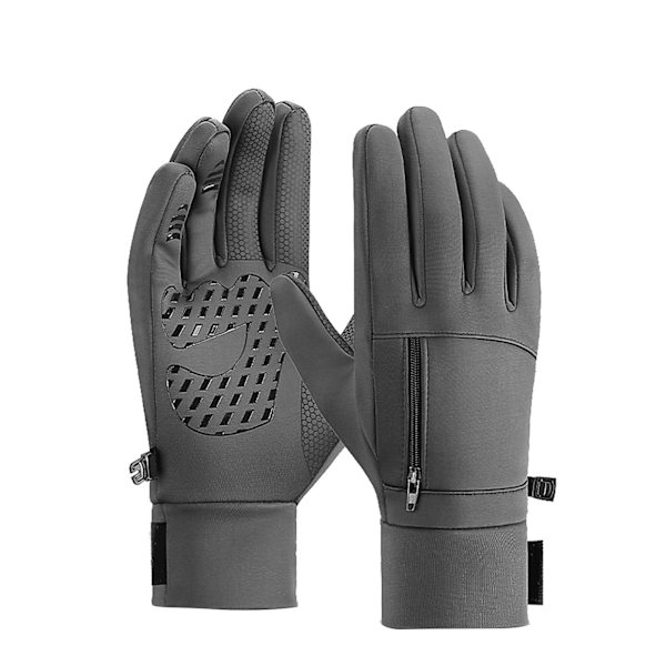 Varm Fleece Vanntett Split Finger Touchscreen Vinterhansker for Løping og Hiking Grå