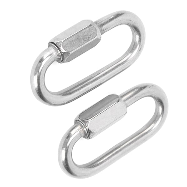 2 stk. Hurtigkobling D-formet Låsekarabiner i Rustfrit Stål med Hex Skrue til Klatring (6 mm)