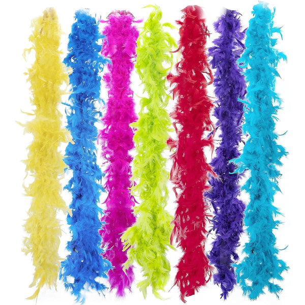 7 stk Feather Boa For Kvinner Flerfarget Feather Boa For Håndverk Festutstyr Jenter Dress Up Costume (2m Per Farge)