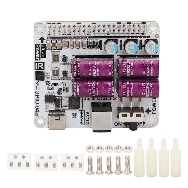 Power Filter Board 5V3A Typ C 6000000μF 6xSuperCap 6xTantalum Low ESR DAC Audio Decoder Board för RasPi