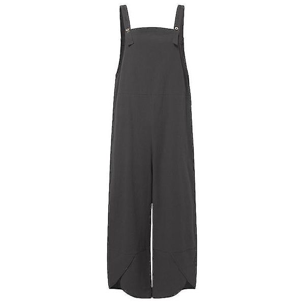 Sommer-Efterår Kvinders Grå Dungaree Jumpsuit med Cami Top og Lommer