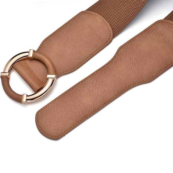 【NX】Elastisk damebelte med elastisk, gullfarget sirkelspenne, HVIT white