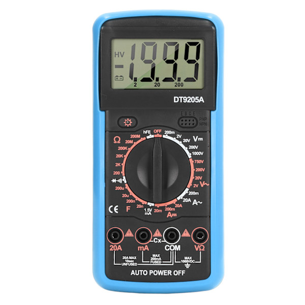 Smart digital multimeter LCD-skärm Multifunktionell kretsdetektionsmätare för hushållsblå