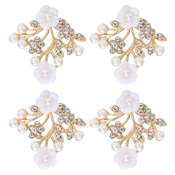 4 st Hollow Crystal Flower Shape Spänne Kläder Väskor Skor Spänne Dekorationsaccessoarer 3,8x4,4cm NO.3 Pärlblomgren Form Spänne
