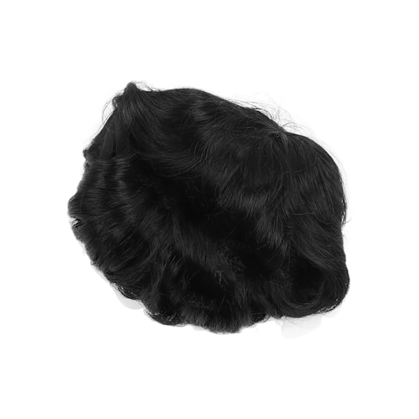 Kort peruk för män Naturlig fluffig konsistens Bra andningsförmåga Bekväm Moderiktig Peruk för äkta svart hår