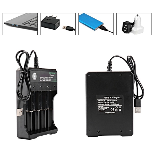 4 platser Universal USB Smart batteriladdare för 18650 uppladdningsbart batteri