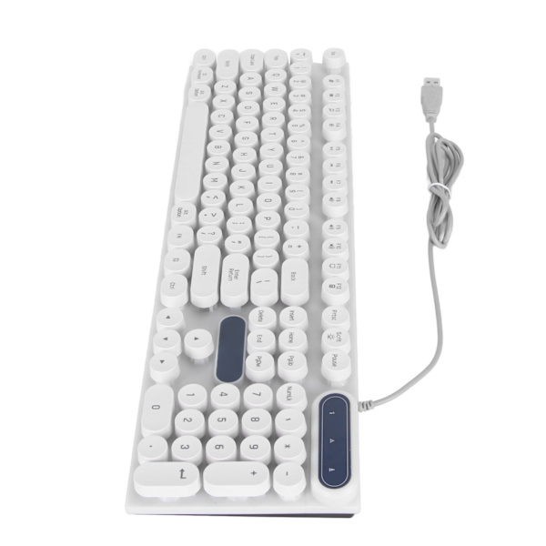 Gamingtangentbord USB Runda 104 nycklar Andas Bakgrundsbelyst Ergonomiskt vattentätt trådburet tangentbord för stationär bärbar dator Punk White