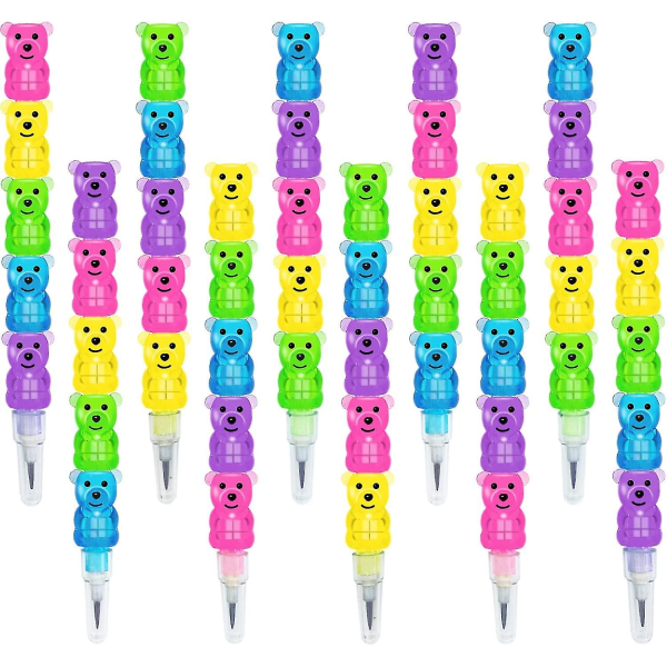 30 st staplingsbara plastpennor, björnformad staplingspenna för barn, 5 i 1 point pennor för födelsedagsfester, goodie bag filler
