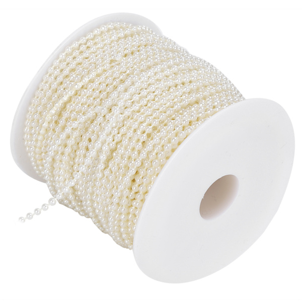 Faux Pearl Bead Garland String Rund DIY Dekoration Hantverkskläder Tillbehör 3mm 50Meter/RollBeige