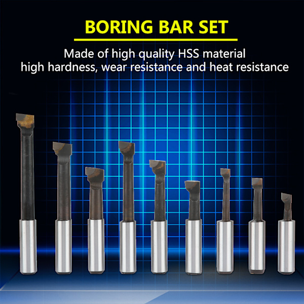 9 st HSS-material 1/2" Runt skaft Borrstångsset Verktygsmaskinstillbehör