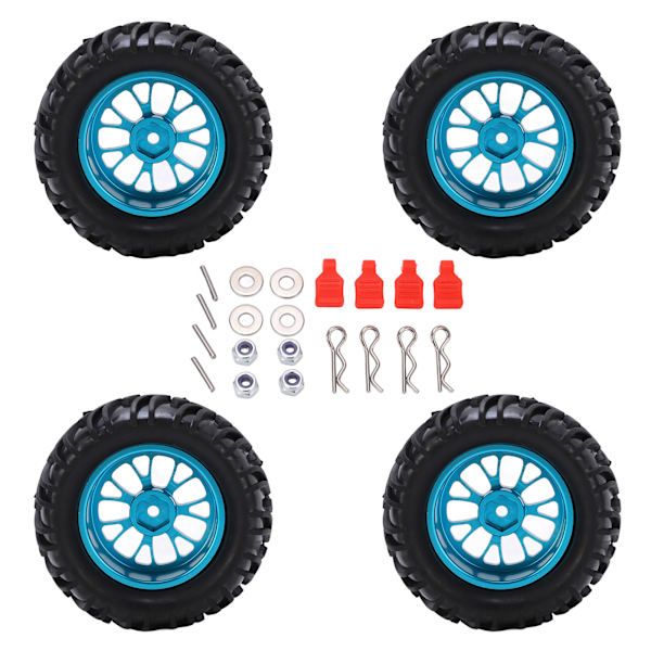 4 stk RC bilgummidæk med blå nav V-form til WLtoys 144001 1/14 fjernstyret bil