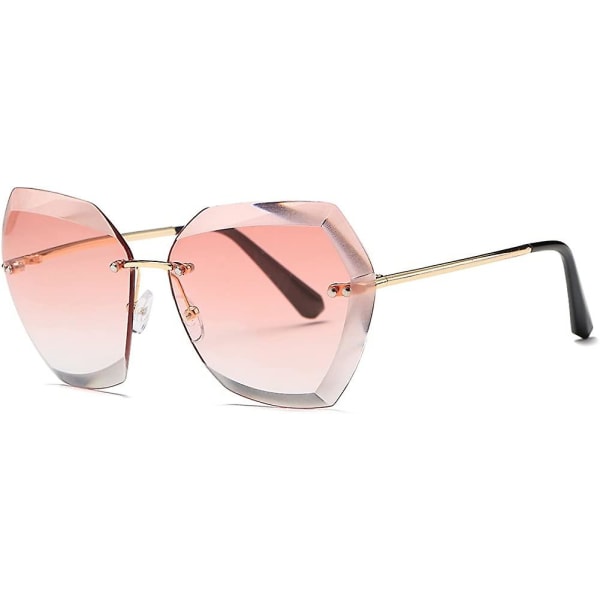 Solglasögon för Heilwiy kvinnor Överdimensionerade båglösa diamantskärande lins Klassiska glasögon Ae0534 Present