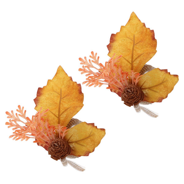 2 stk Innovative Serviettringer Dekorative Simulerte Blomster Serviettholder for Bryllup Bursdag Lønn Kjegle
