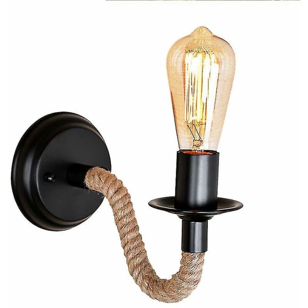 Lampete, vegg nattbordslampe, pastoral gang jernkunst hampetau lamper (uten lyskilde)