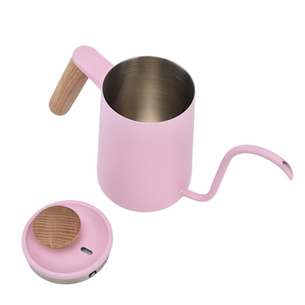Handtag i rostfritt stål Dropp kaffekanna Svanhalspip Droppvattenkokare Kaffe Tekanna Rosa600ml