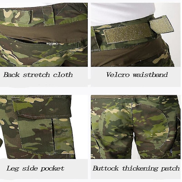 Militär Taktisk Uniform Set för Män med Knäskydd, XL, Blå