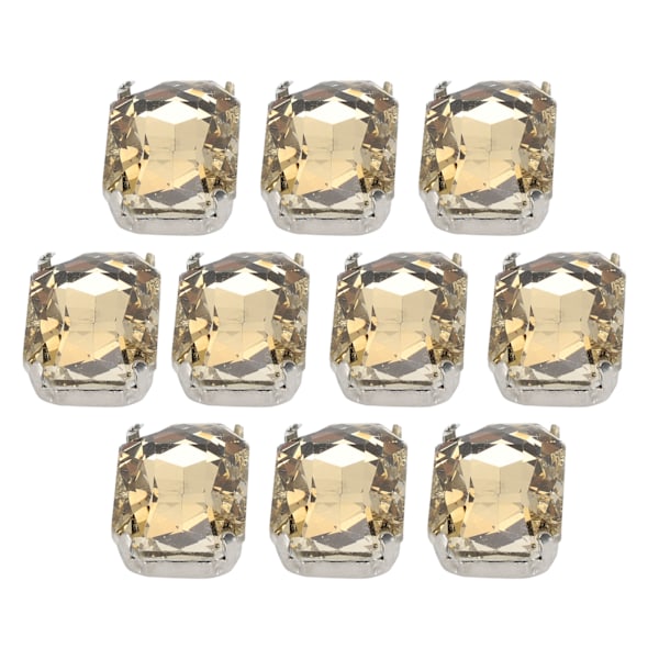 10 stk. Sy På Rhinestones Krystaller Skinnende Knapper Dekorasjon for DIY Håndverk Klær Sko Vesker 1,8 x 2,8 cm Lys Brun Rektangulær