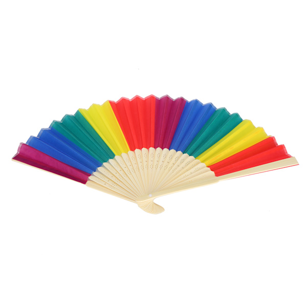 6st 21CM Retro Style Handheld Fläkt Bambu Ram Rainbow Folding Fläkt för dekoration