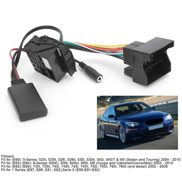 59,1 tuuman Bluetooth 5.0 AUX-kaapelisovitin mikrofonilla, yhteensopiva E60 E63 E64 E65 E66 E87 kanssa