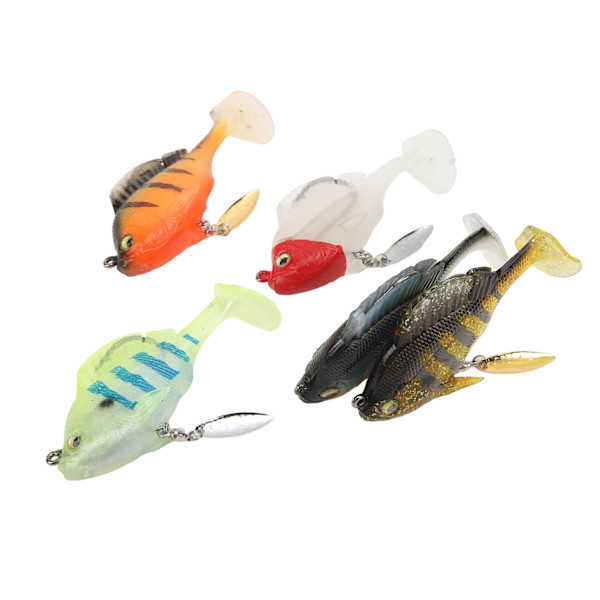 5 stk Myke Fiskeagn for Bass 18g 8cm Padlehale Svømmeagn med Spinner Kunstig Fiskeagn Livaktig Fiskeagnsett