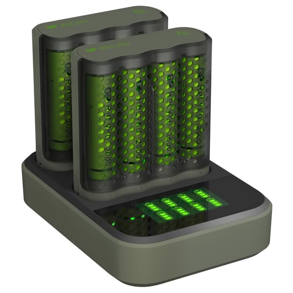 Batteriladdare (4h) inkl. 8 GP AA 2600mAh Grå LCD