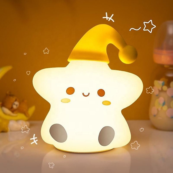 Smile Face Toast Bread Lamp - Cute Decor Night Light for Kids - Rechargeable & Portable - Yellow