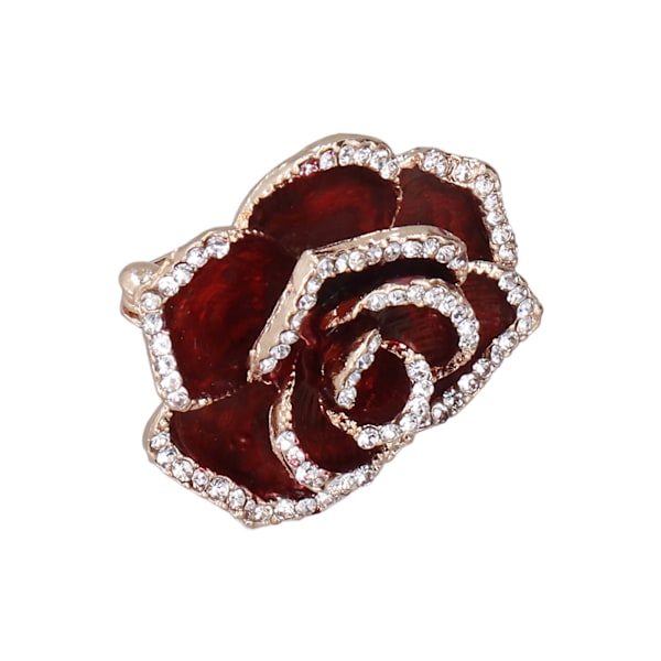 Brosch Pin Camellia Form Elegant Utsökt Strass utsmyckad Brosch för kvinnor Kläder Siden Halsduk Dekoration PresentRöd