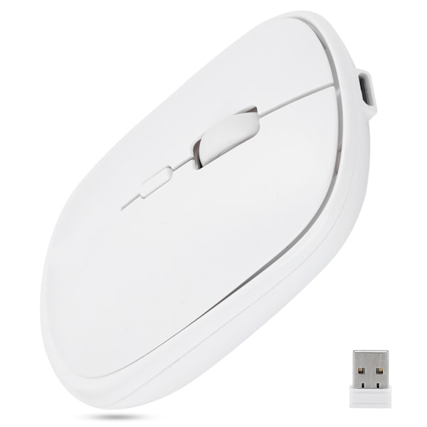 Portabel USB Uppladdningsbar 2.4GHz Trådlös Optisk Mus för PC Laptop Notebook Dator Vit