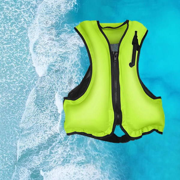 Uppblåsbar snorkelväst för surfing och simning - Vuxen Grön