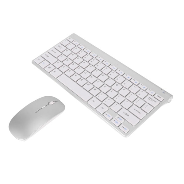 Smart Trådløst Tastatur & Mus Sæt - Lydløs LED-indikator, Vandafvisende, Strømbesparende, Kompakt Tastatur & Mus til Kontor - Sølv