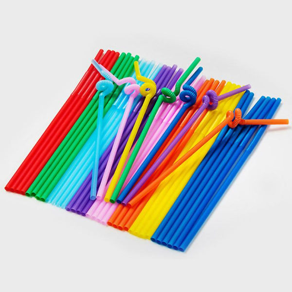 100 stk Multicolor Food Grade Pp Plastic Bar Fest Sugerør Fleksibel bøjelig Festlig Udsmykning black