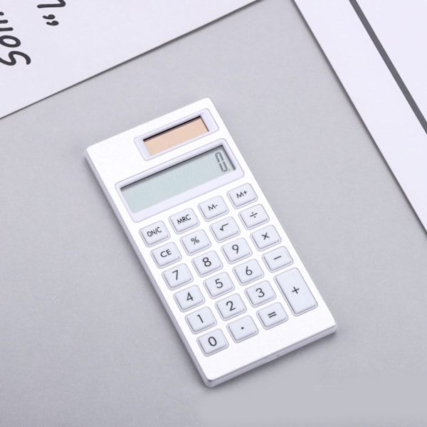 Solar Portable Calculator Enkel INS Style White 12 Basic Standard Calculator for Student School Businessiness White