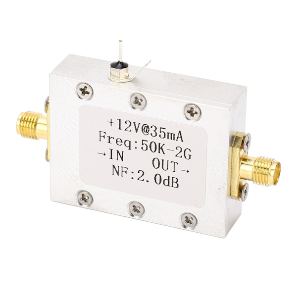 Bredbåndsforstærker 50K‑2GHZ LNA-forstærker Lav støj 31dB Høj forstærkning DC 9‑15V tilbehør