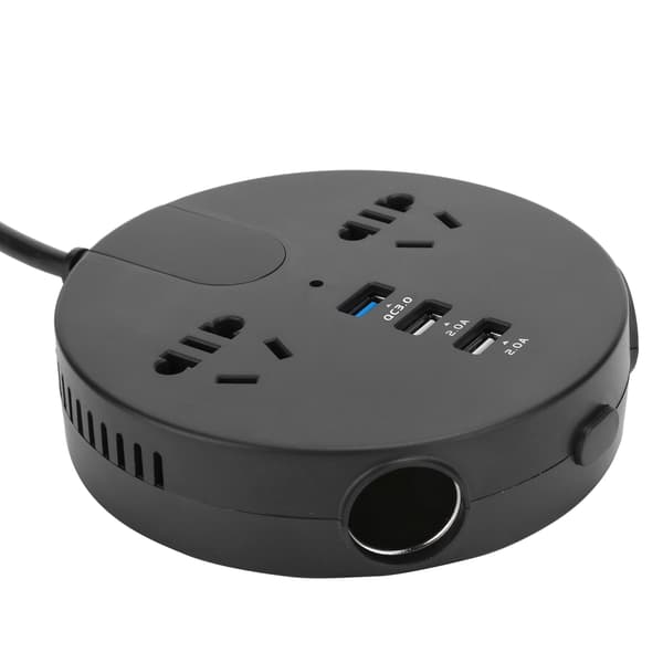 150W Strømkilde Inverter 12‑24V til 220V Biladapter LED Digital Display Køretøjsinverter Sort