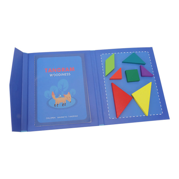 Tangram Legetøj Magnetisk Bogmærke Design Pædagogisk Geometrisk Form Puslespil Træmønster Klodser Sæt til Børn