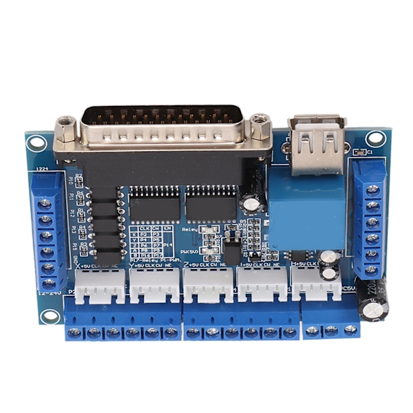 Grænseflade kort til 5-akset trinmotor driver med optocoupler isoleringskort USB DB25-kabel Blå