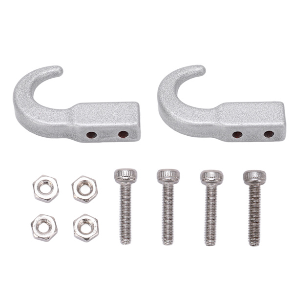 2-pack RC Metallsimulerad Trailerkrok Zinklegering Dragkrok för SCX10 1/10 RC Klätterbil Silver