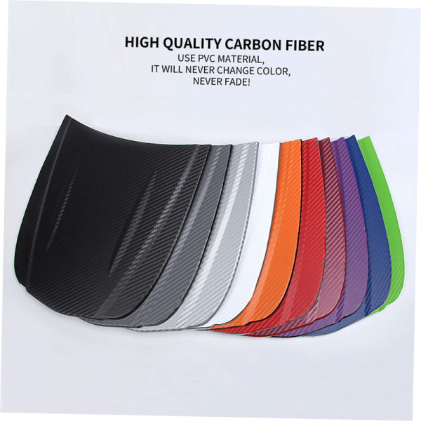 Bil karbonfiber klistremerke bil karosseri farge endre film 3D fortykket karbon fiber film 127 * 10 cm, svart