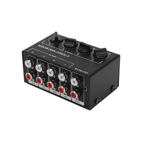 Stereo Mixer Passiv 4 Channel Audio Line Mini RCA Portabel för datortelefon surfplatta