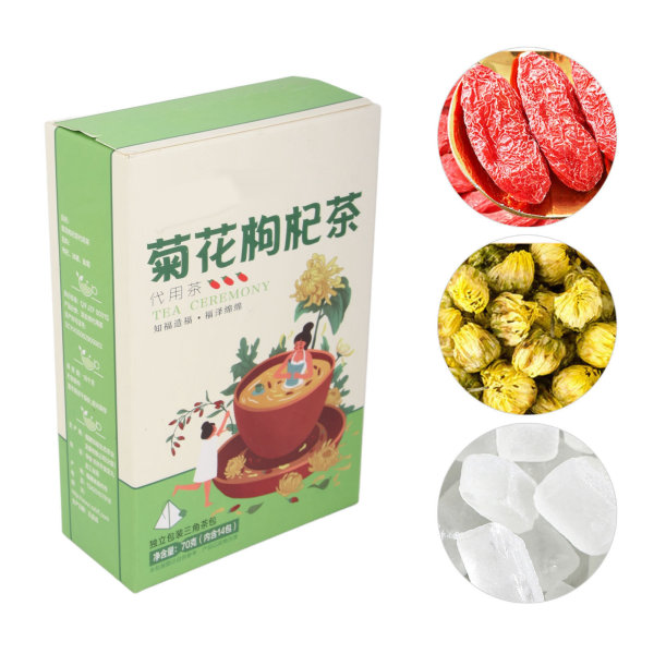 14 pakker te krysantemum gojibær blomsterblader stein sukker trekantpose for hjemmekontor