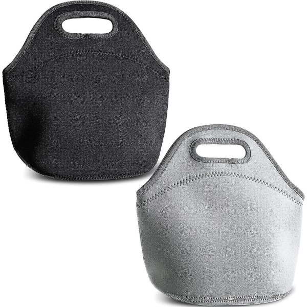 2 stk neopren madpakke isoleret termisk madpose Genanvendelig og foldbar madpose med lynlås til kvinder