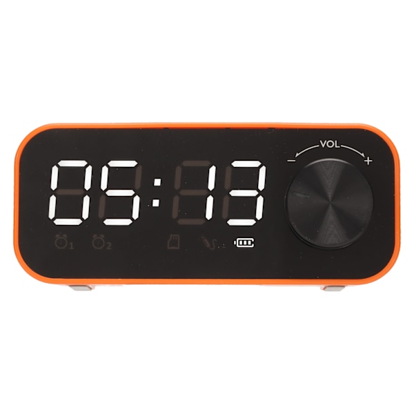 Mini Bluetooth-kaiutin, jossa on voimakas basso, kaksoisherätyskello, kannettava langaton kaiutin LED-näytöllä, oranssi