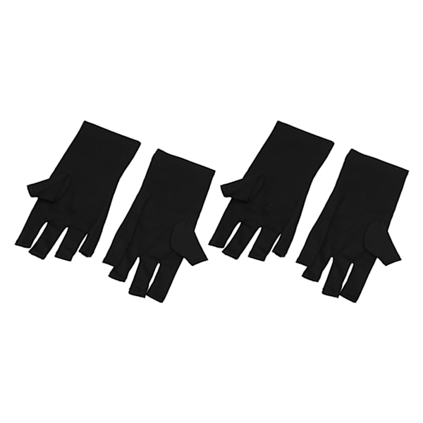 2 par UV-hansker Fingerløse Utmerket Elasticitet Art UV-blokkerende hansker for Neglegel Tørking Svart
