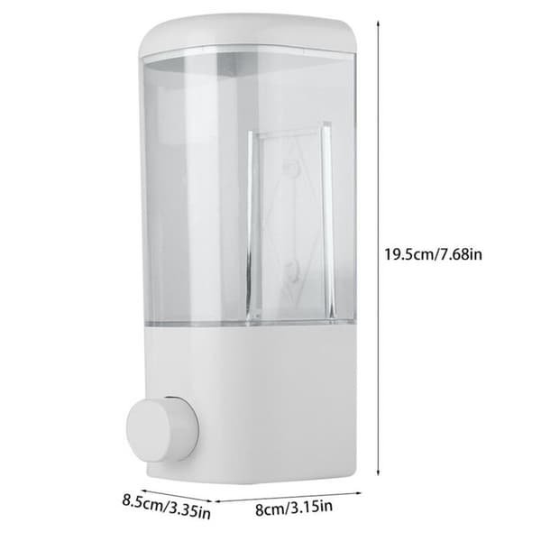 Manuel sæbedispenser i plast til badeværelse, hotel, 500 ml, vægmonteret