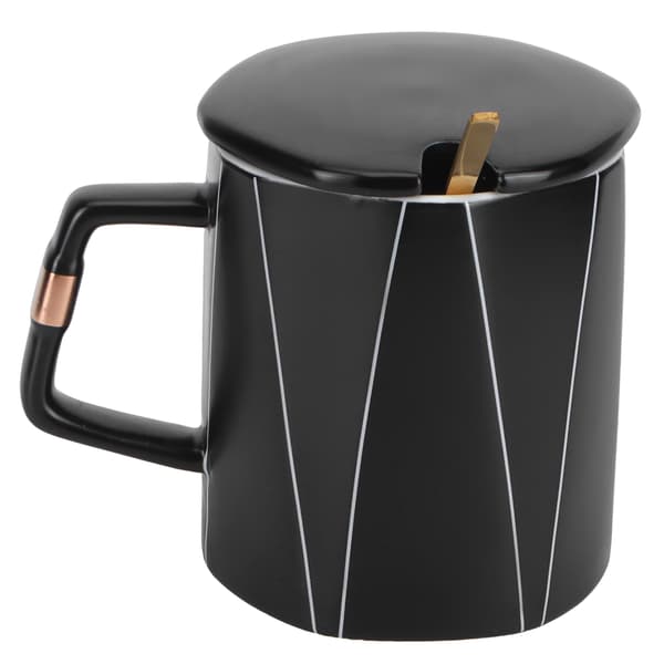 ity Mugg Åttakantig Kontorskaffekopp Keramisk Mugg med Skedlock Parpresent till Vänner Typ C
