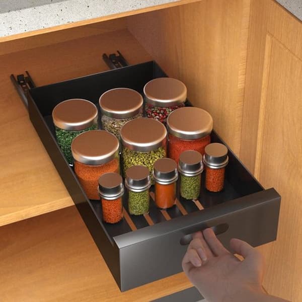 [NX] Teleskopisk skuffeorganizer - 30 cm bred - udtrækkelig - sort