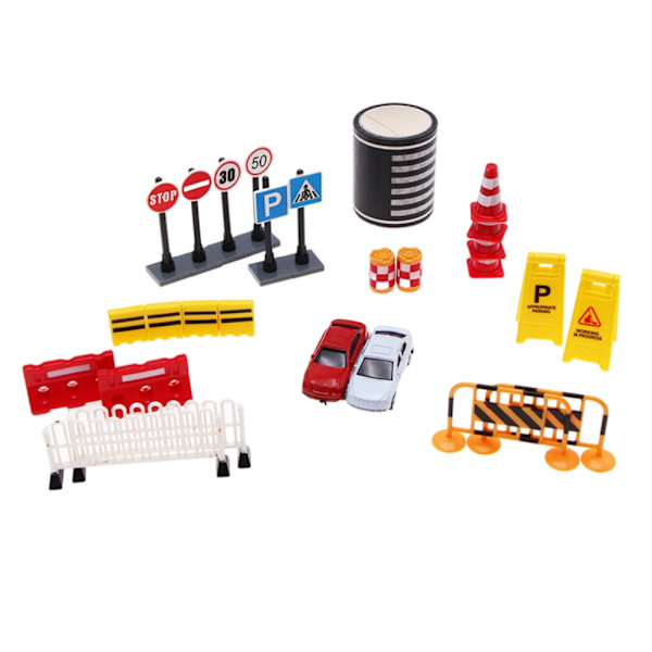 27 kpl Dockhouse Mini Tie-Road Construction Tools Aita Liikennemerkit DIY Kuljetus Työkalut Poika Leikki Tyttö Lahja