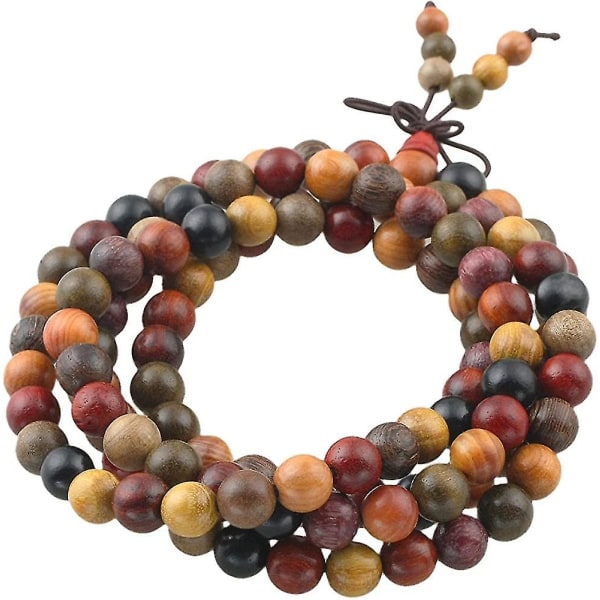 Naturligt trä wrap armband för Heilwiy kvinnor och män, 108 bön Mala Beads tibetanska halsband present